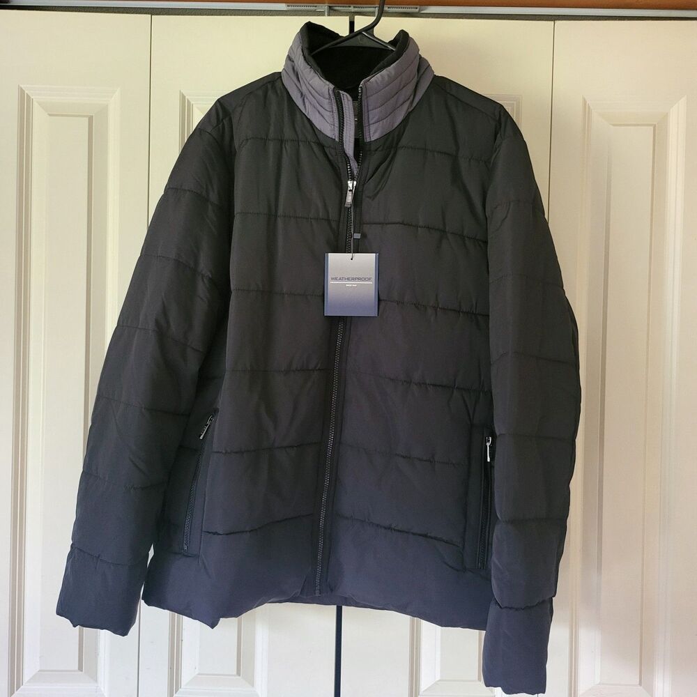 Weatherproof Men's Ultra Luxe Puffer Jacket Water Wind Resistant Black Size M